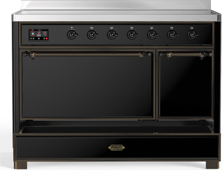 Ilve UMIB48QNR3BKB Glossy Black With Burnished Trim