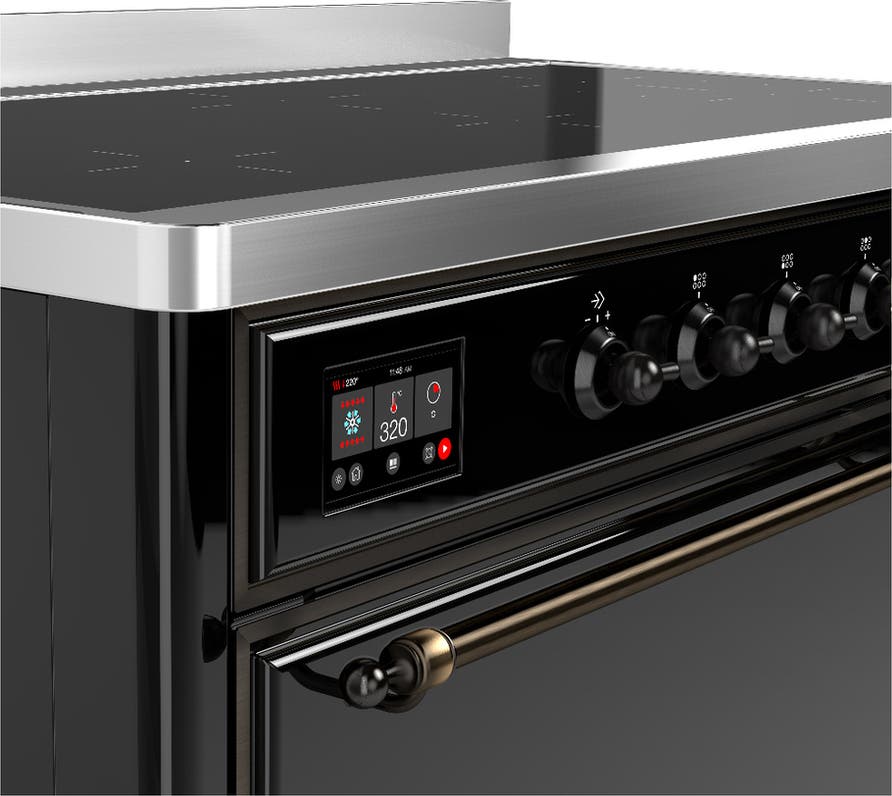 Ilve UMIB48QNR3BKB Glossy Black With Burnished Trim