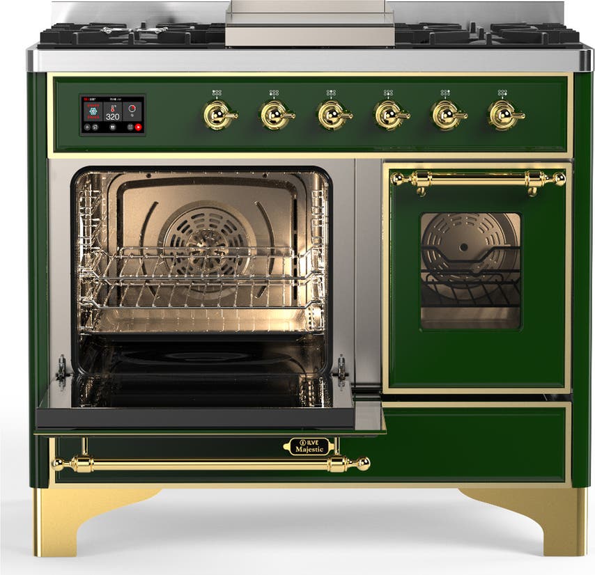 Ilve UMD40FNR3EGGLP Emerald Green With Brass Trim, Liquid Propane