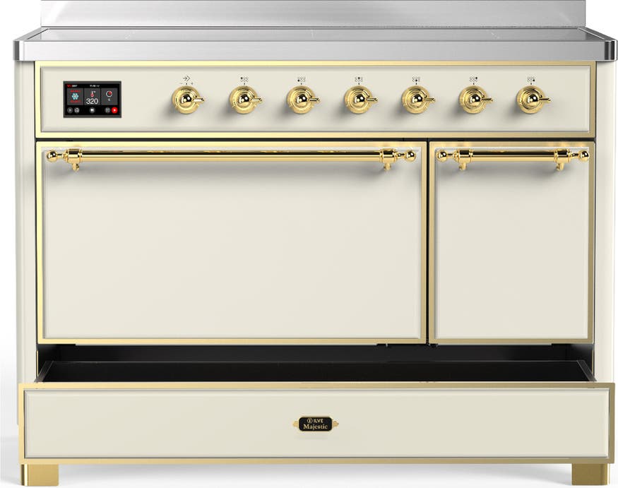 Ilve UMIB48QNR3AWG Antique White With Brass Trim