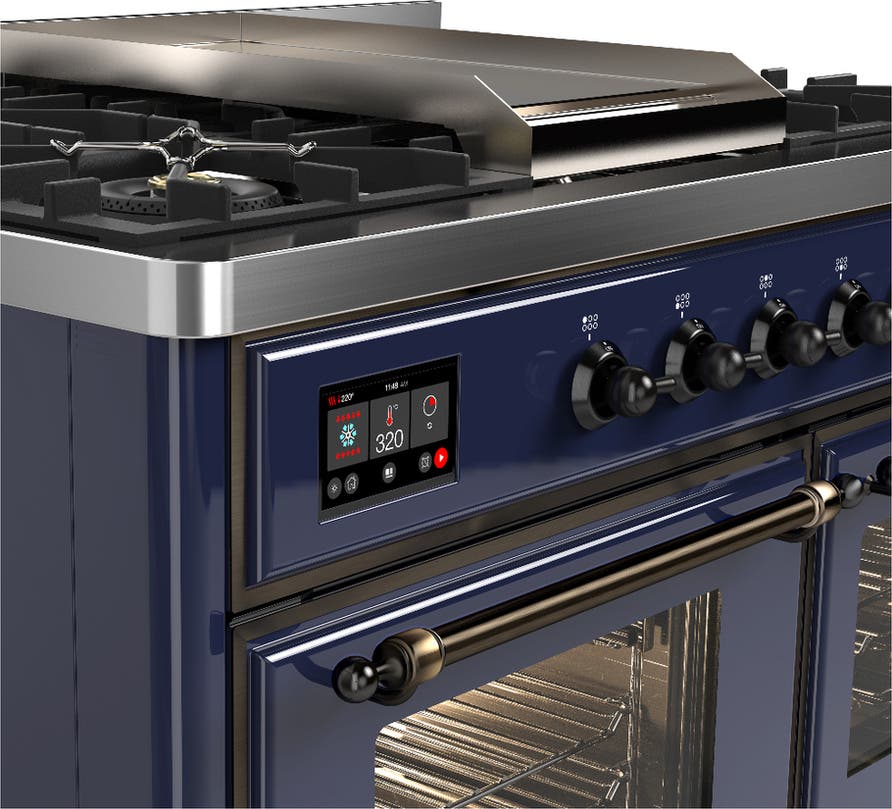 Ilve UMD40FNR3MBB Midnight Blue With Burnished Trim, Natural Gas