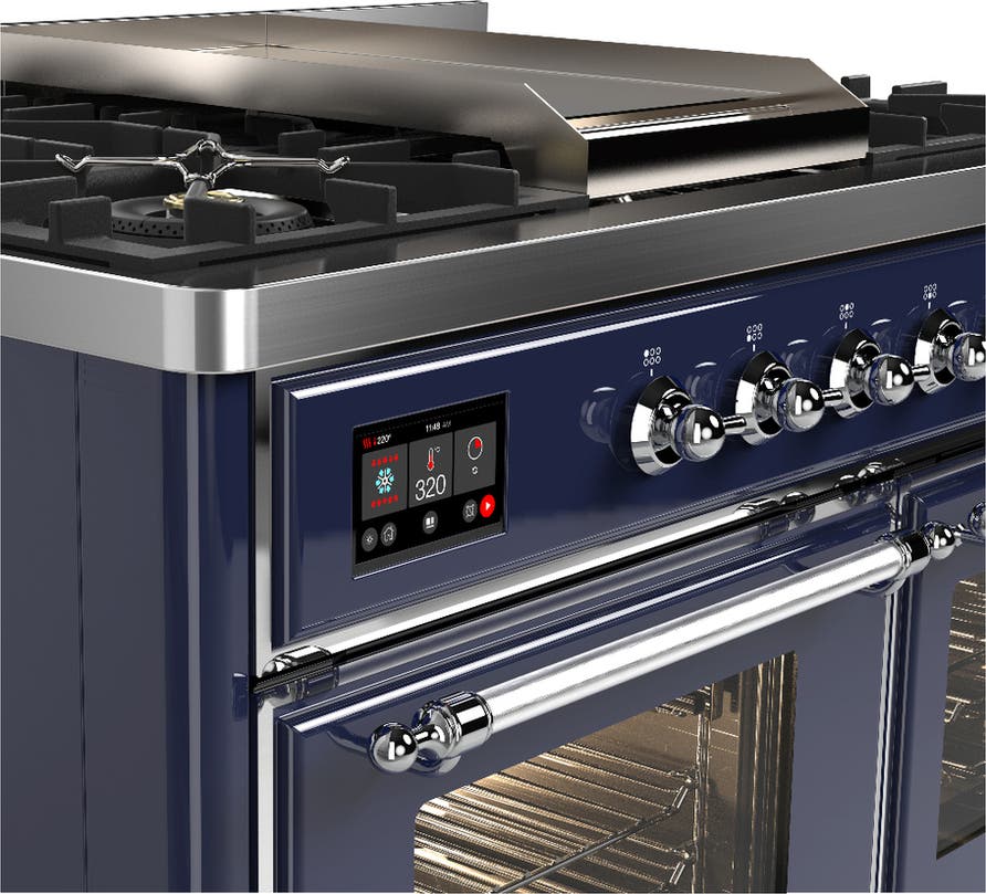 Ilve UMD40FNR3MBC Midnight Blue With Chrome Trim, Natural Gas