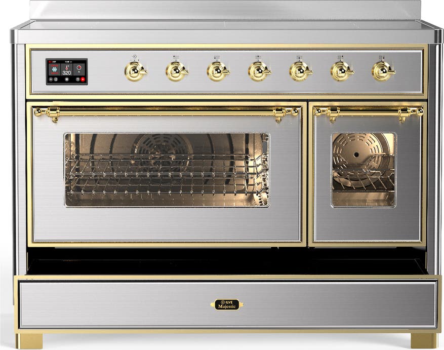 Ilve UMIB48NR3SSG Stainless Steel With Brass Trim