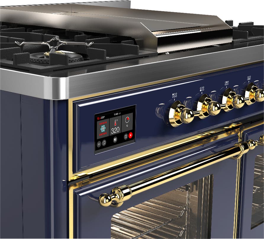 Ilve UMD40FNR3MBGLP Midnight Blue With Brass Trim, Liquid Propane