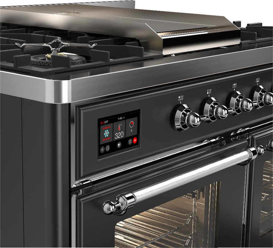 Ilve UMD40FNR3MGC Matte Graphite With Chrome Trim, Natural Gas