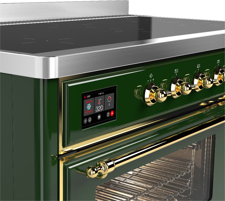 Ilve UMIB48NR3EGG Emerald Green With Brass Trim