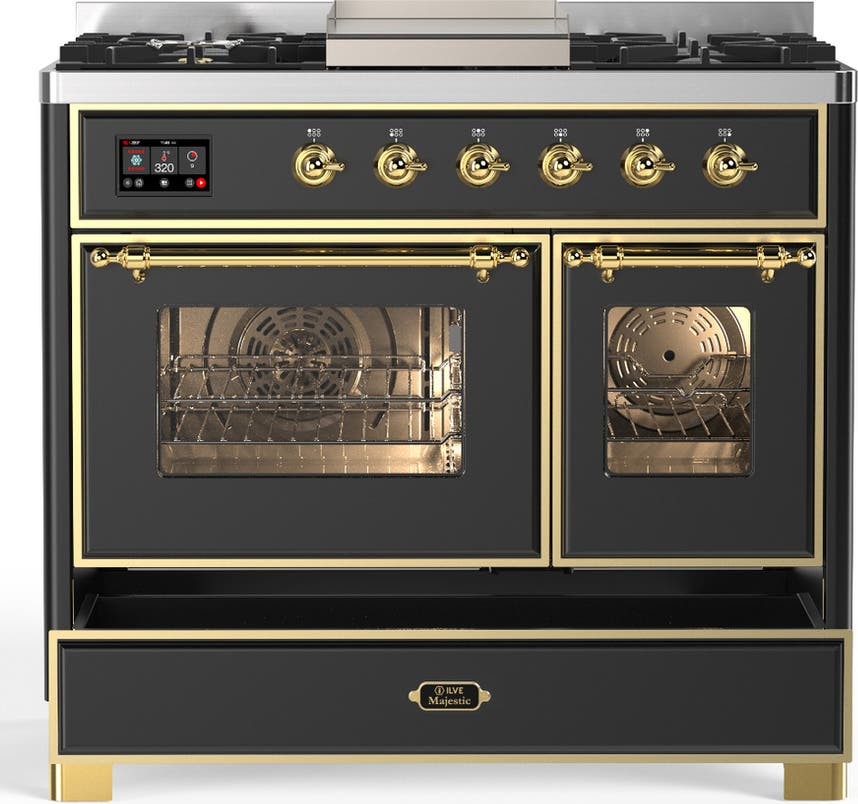 Ilve UMD40FNR3MGGLP Matte Graphite With Brass Trim, Liquid Propane