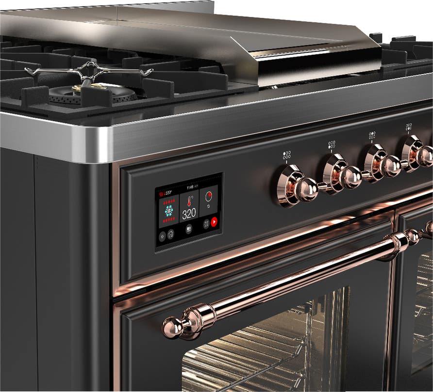 Ilve UMD40FNR3MGP Matte Graphite With Copper Trim, Natural Gas