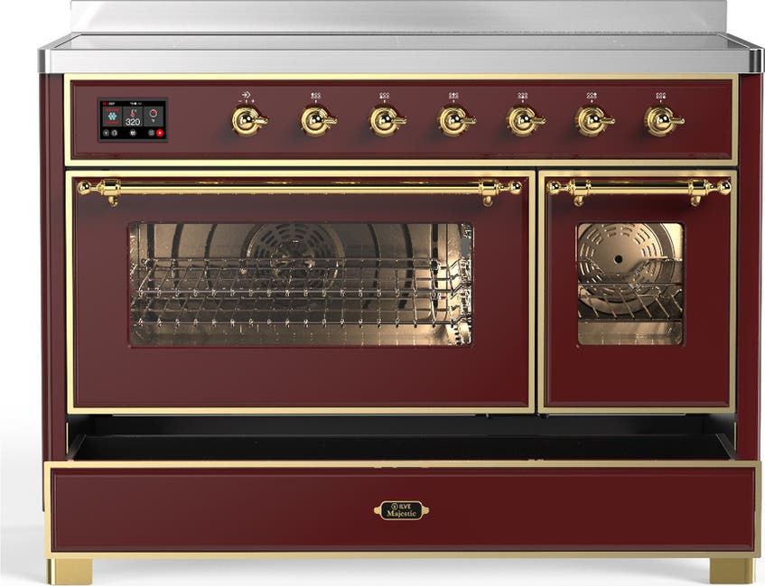 Ilve UMIB48NR3BUG Burgundy With Brass Trim