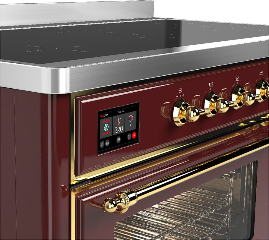 Ilve UMIB48NR3BUG Burgundy With Brass Trim
