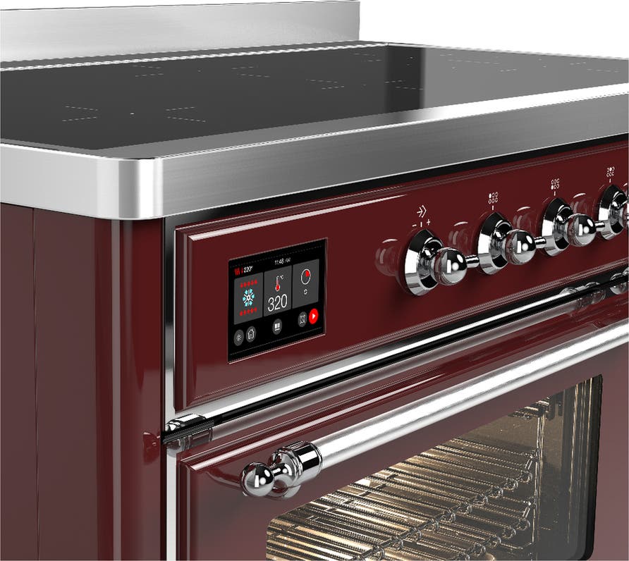 Ilve UMIB48NR3BUC Burgundy With Chrome Trim