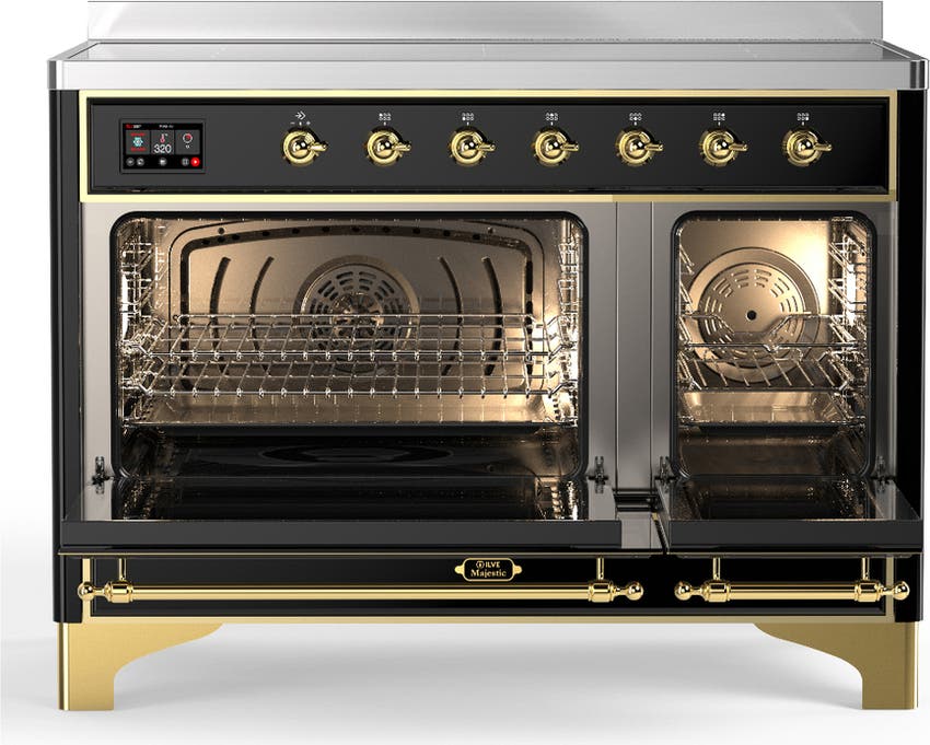 Ilve UMIB48NR3BKG Glossy Black With Brass Trim
