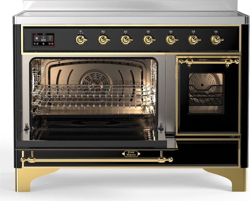 Ilve UMIB48NR3BKG Glossy Black With Brass Trim