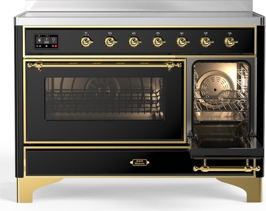 Ilve UMIB48NR3BKG Glossy Black With Brass Trim