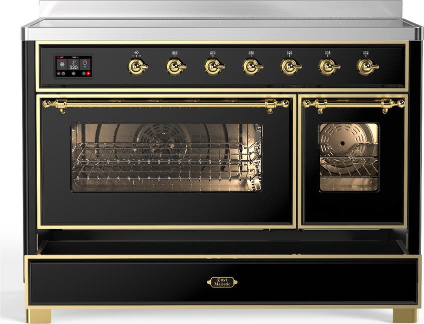 Ilve UMIB48NR3BKG Glossy Black With Brass Trim