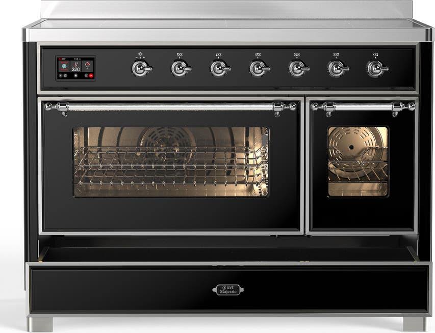 Ilve UMIB48NR3BKC Glossy Black With Chrome Trim