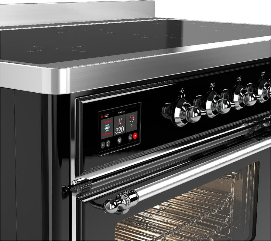 Ilve UMIB48NR3BKC Glossy Black With Chrome Trim