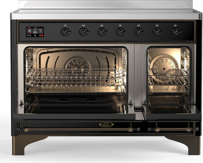 Ilve UMIB48NR3BKB Glossy Black With Burnished Trim