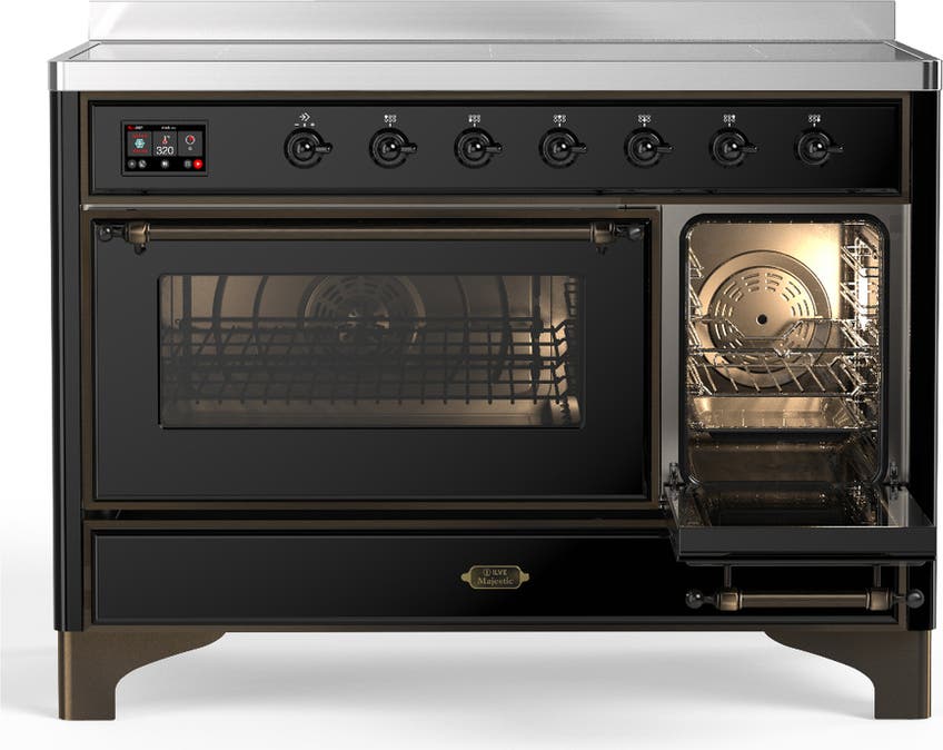 Ilve UMIB48NR3BKB Glossy Black With Burnished Trim