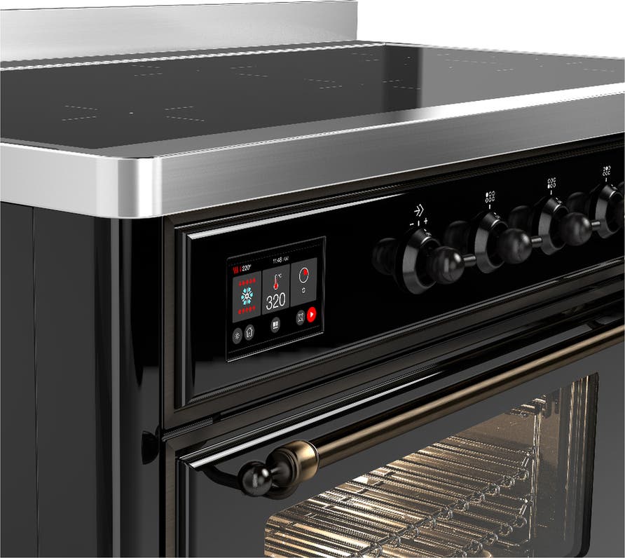 Ilve UMIB48NR3BKB Glossy Black With Burnished Trim