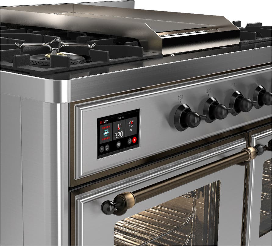Ilve UMD40FNR3SSBLP Stainless Steel With Burnished Trim, Liquid Propan...