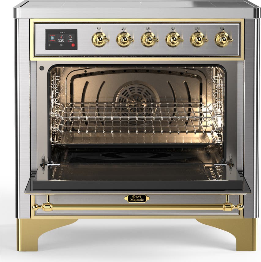 Ilve UMIB36QNR3SSG Stainless Steel With Brass Trim