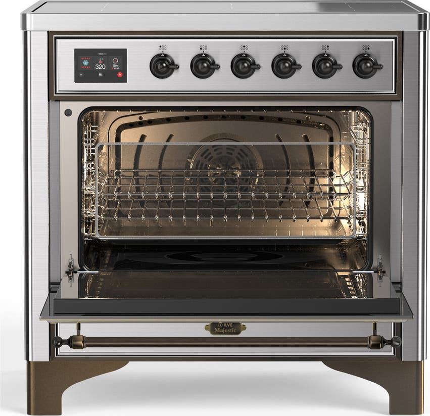 Ilve UMIB36QNR3SSB Stainless Steel With Burnished Trim
