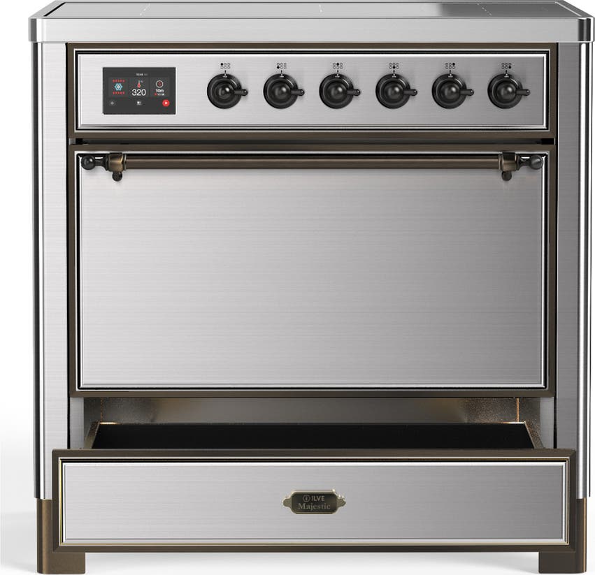 Ilve UMIB36QNR3SSB Stainless Steel With Burnished Trim