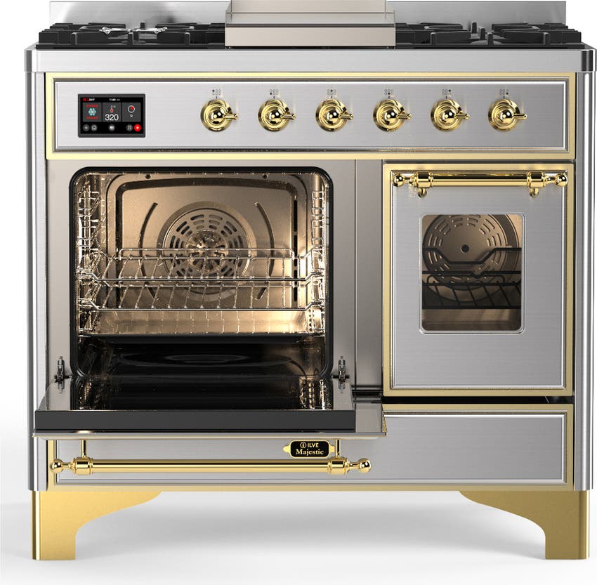 Ilve UMD40FNR3SSGLP Stainless Steel With Brass Trim, Liquid Propane