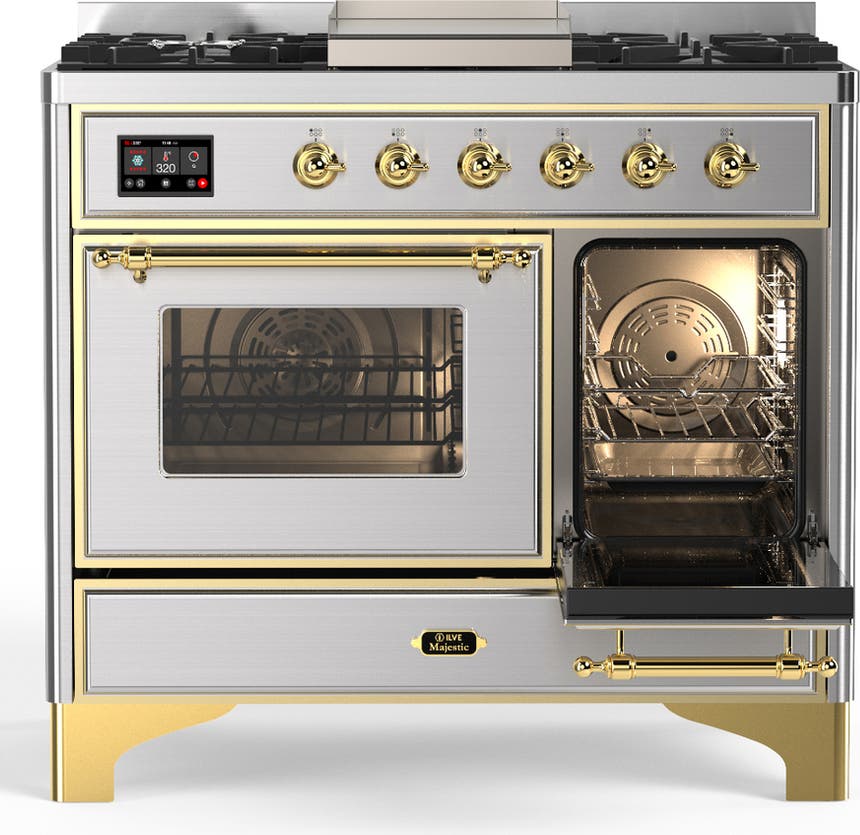 Ilve UMD40FNR3SSGLP Stainless Steel With Brass Trim, Liquid Propane