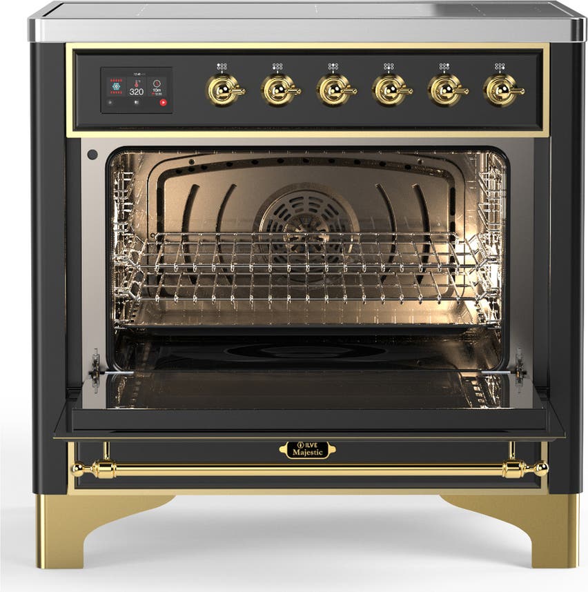 Ilve UMIB36QNR3MGG Matte Graphite With Brass Trim