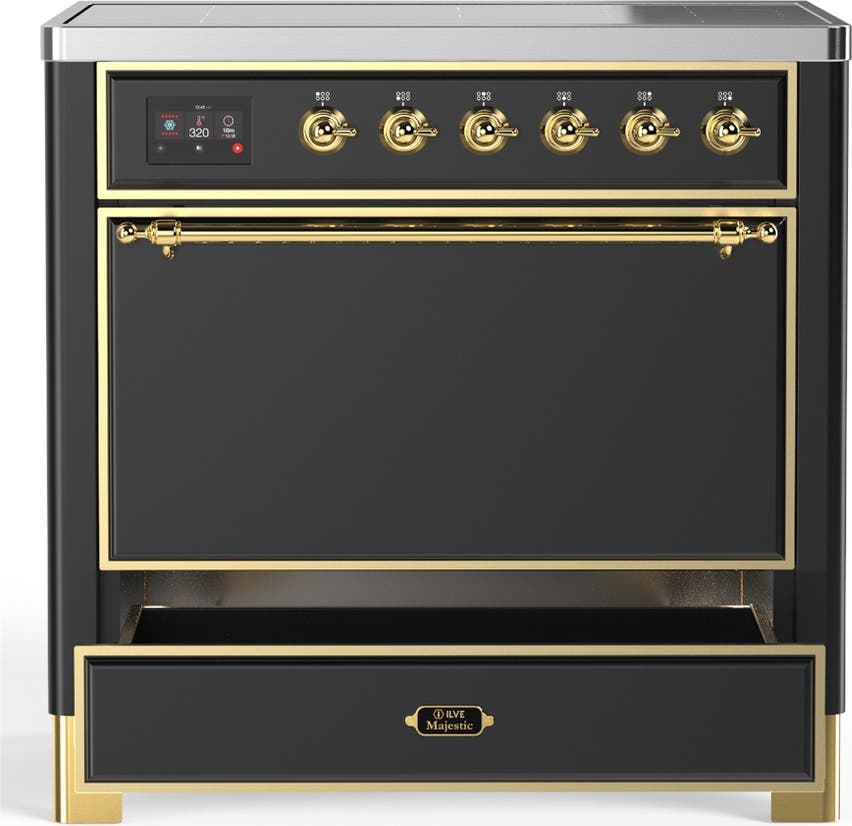 Ilve UMIB36QNR3MGG Matte Graphite With Brass Trim