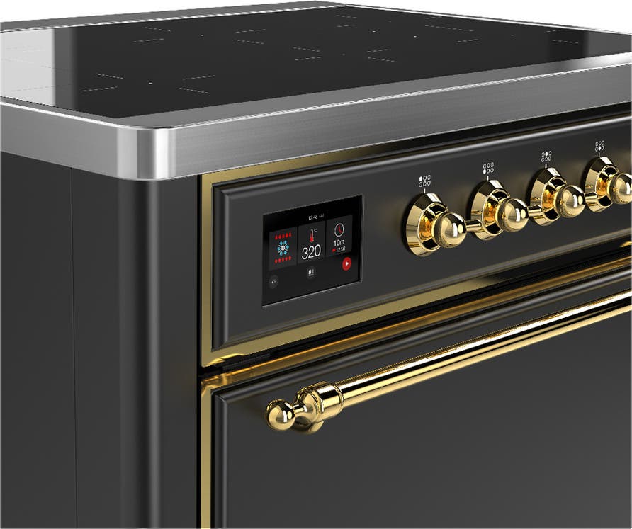 Ilve UMIB36QNR3MGG Matte Graphite With Brass Trim