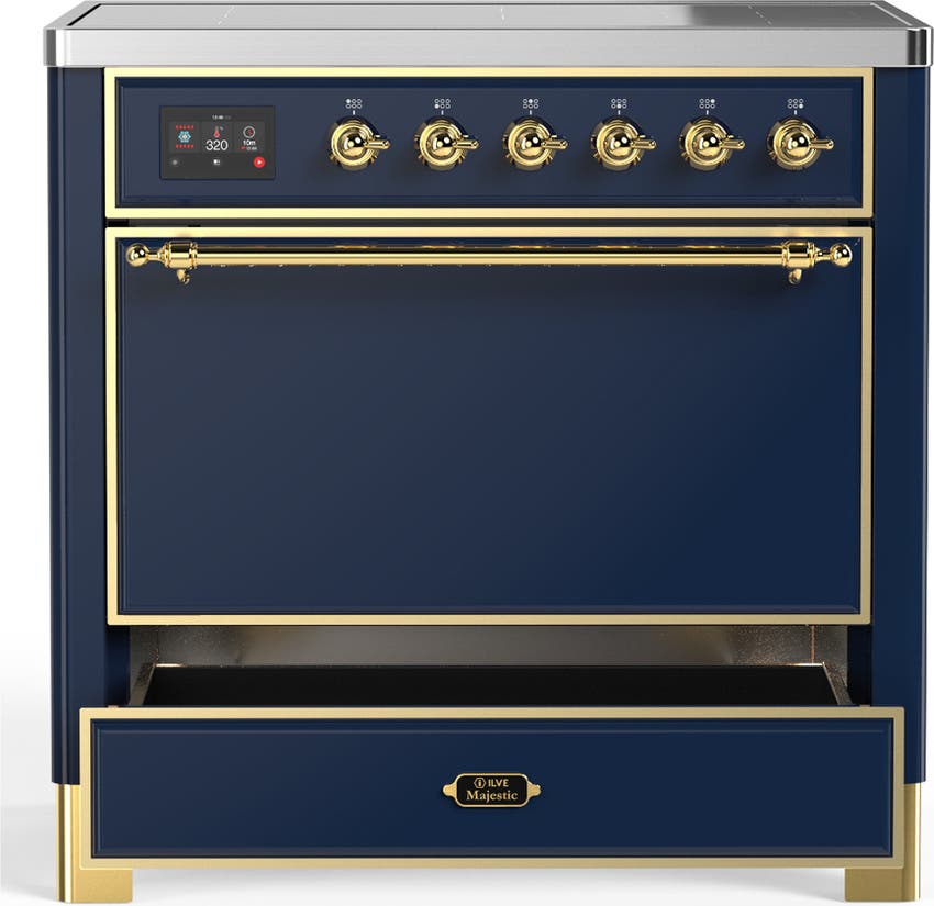 Ilve UMIB36QNR3MBG Midnight Blue With Brass Trim