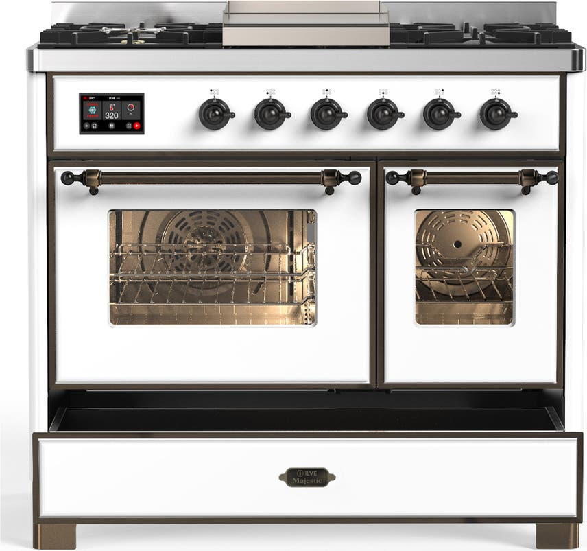 Ilve UMD40FNR3WHBLP White With Burnished Trim, Liquid Propane
