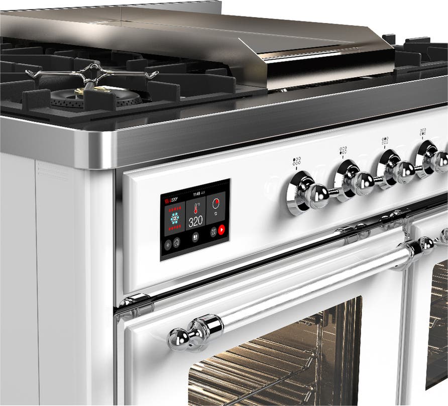 Ilve UMD40FNR3WHCLP White With Chrome Trim, Liquid Propane