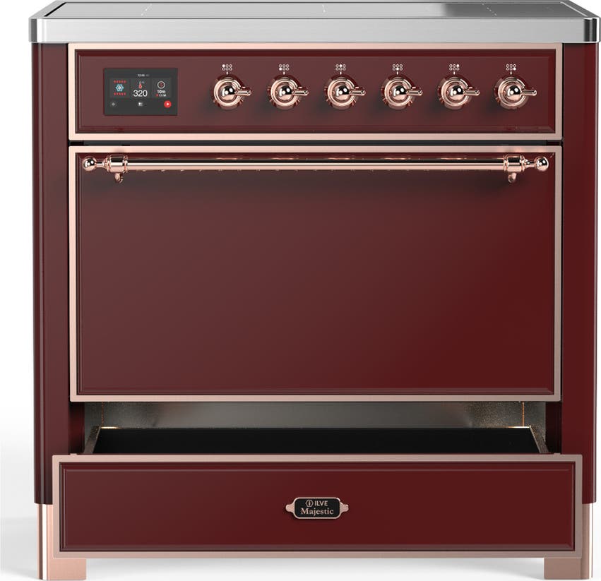 Ilve UMIB36QNR3BUP Burgundy With Copper Trim