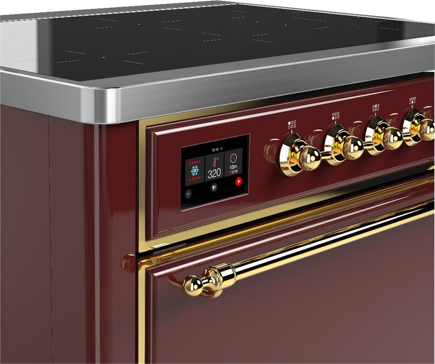Ilve UMIB36QNR3BUG Burgundy With Brass Trim