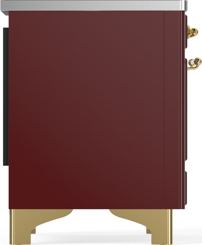 Ilve UMIB36QNR3BUG Burgundy With Brass Trim