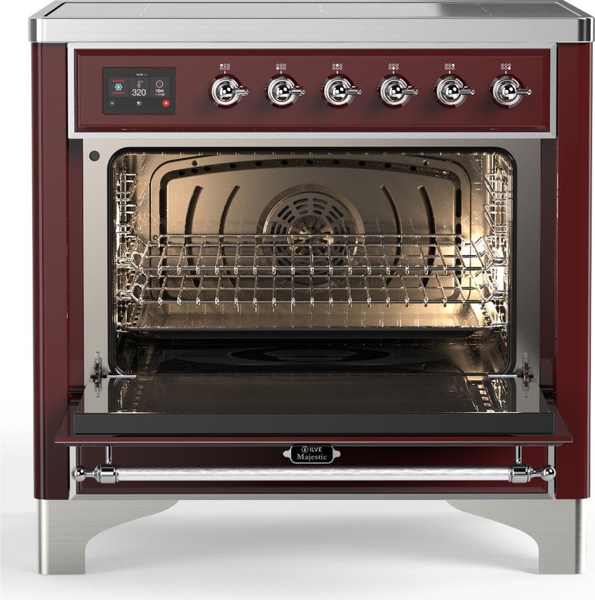 Ilve UMIB36QNR3BUC Burgundy With Chrome Trim
