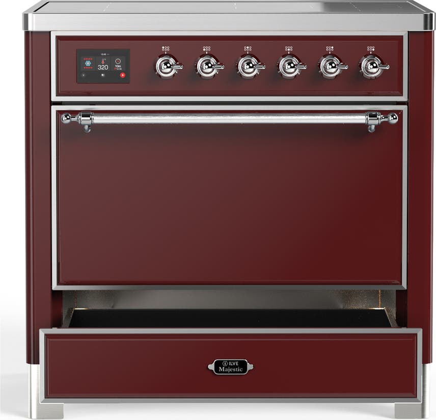 Ilve UMIB36QNR3BUC Burgundy With Chrome Trim