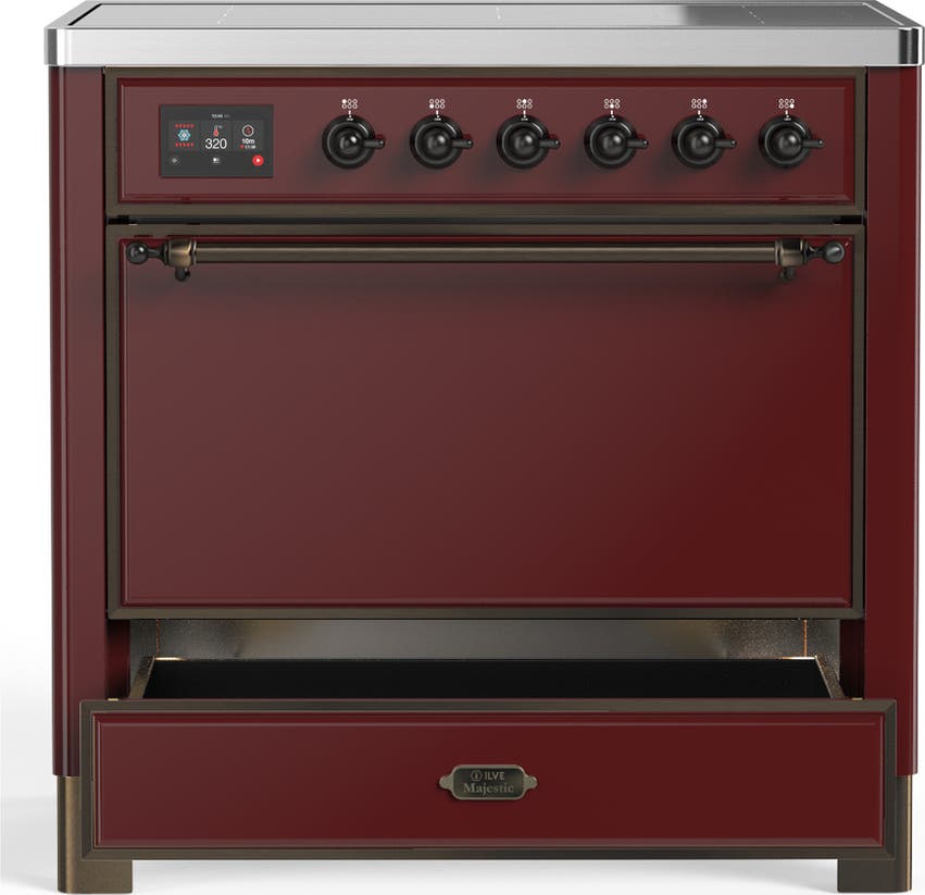 Ilve UMIB36QNR3BUB Burgundy With Burnished Trim