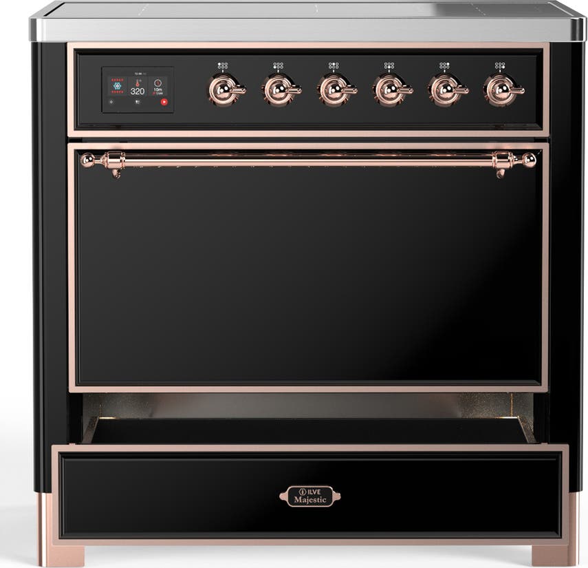 Ilve UMIB36QNR3BKP Glossy Black With Copper Trim