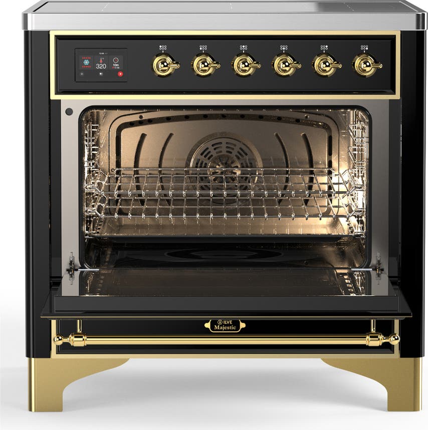Ilve UMIB36QNR3BKG Glossy Black With Brass Trim