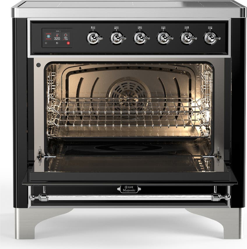 Ilve UMIB36QNR3BKC Glossy Black With Chrome Trim