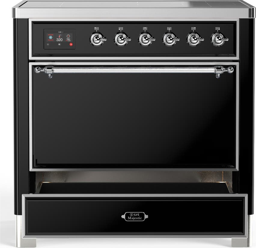 Ilve UMIB36QNR3BKC Glossy Black With Chrome Trim