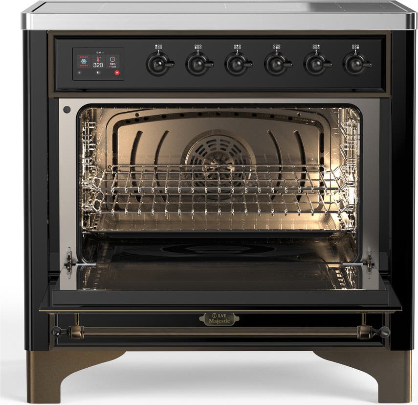 Ilve UMIB36QNR3BKB Glossy Black With Burnished Trim