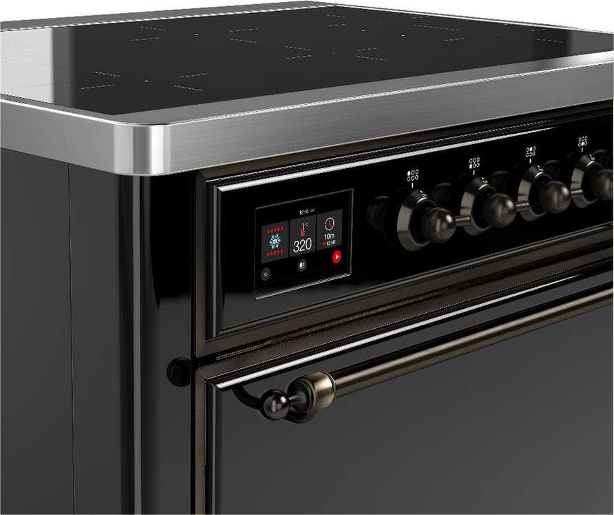 Ilve UMIB36QNR3BKB Glossy Black With Burnished Trim