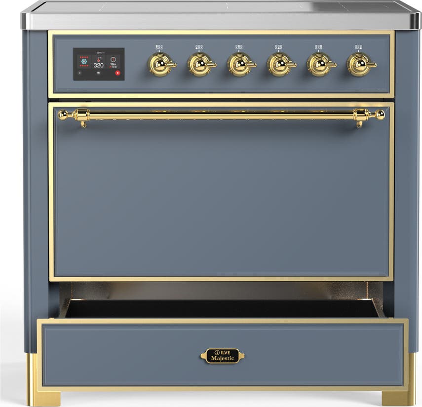 Ilve UMIB36QNR3BGG Blue Grey With Brass Trim
