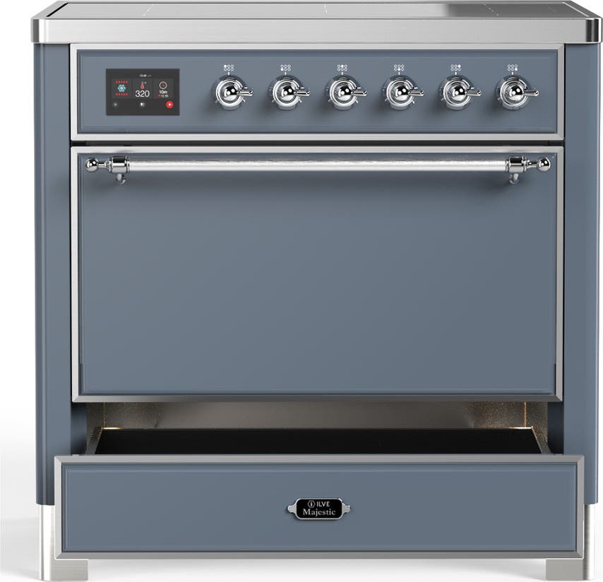 Ilve UMIB36QNR3BGC Blue Grey With Chrome Trim